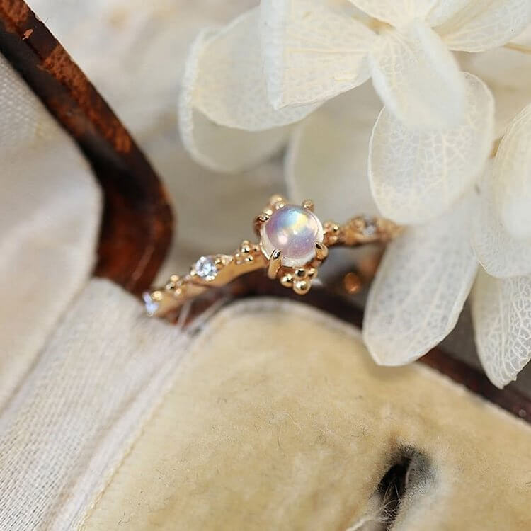 "You Are Bright Moonlight" - Dainty Moonstone Ring