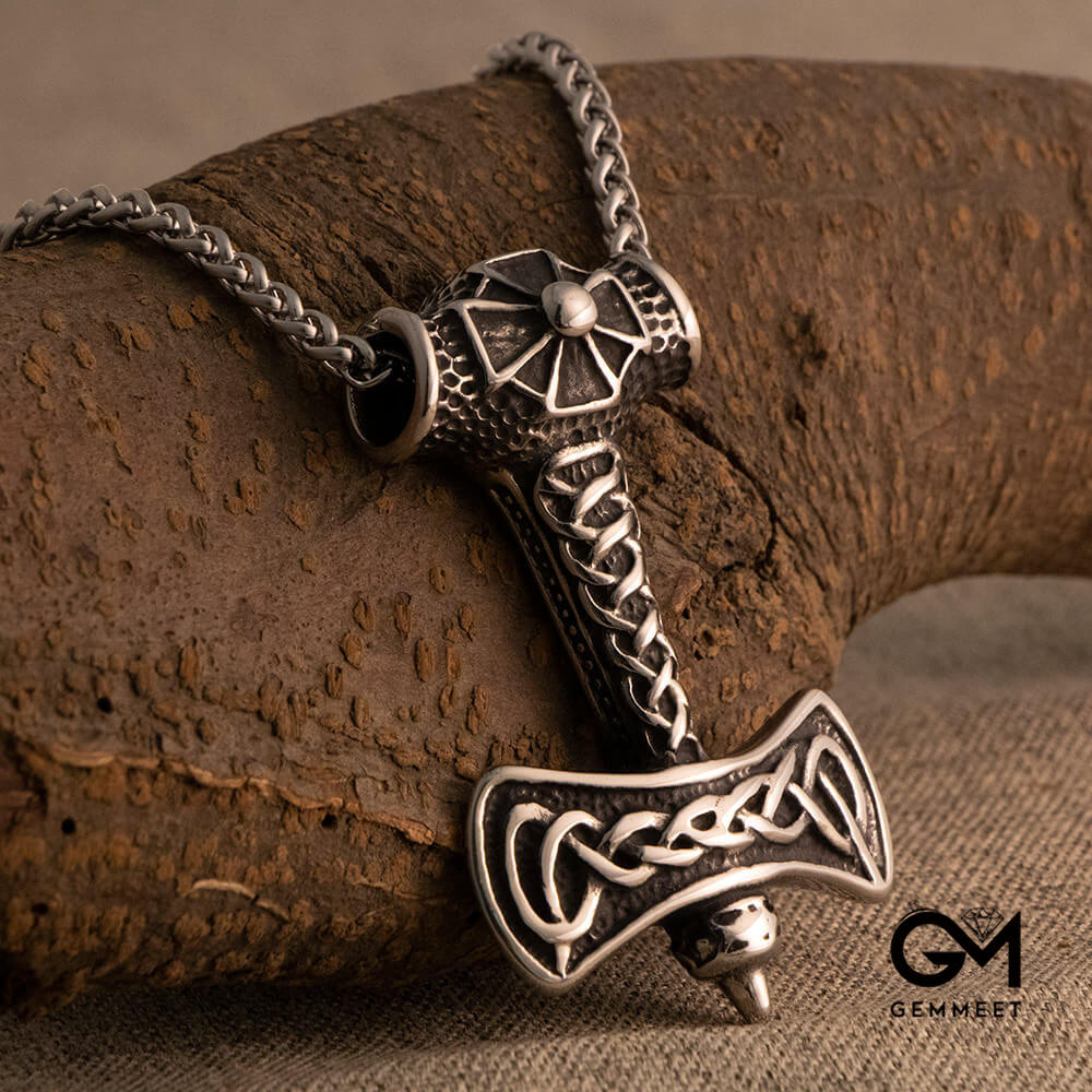 Vintage Viking Axe Titanium Steel Necklace