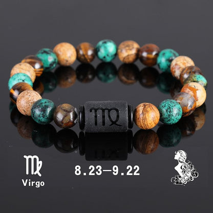 Tiger Eye Bronzite Beaded Zodiac Pendant Bracelet