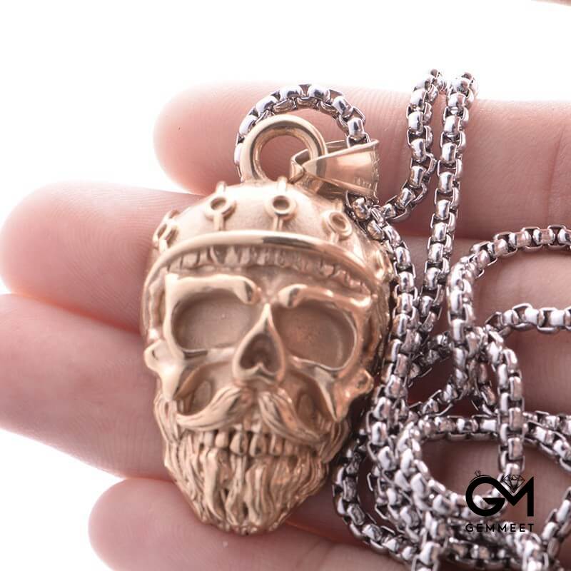 Titanium Steel Rocker Skull Pendant Necklace