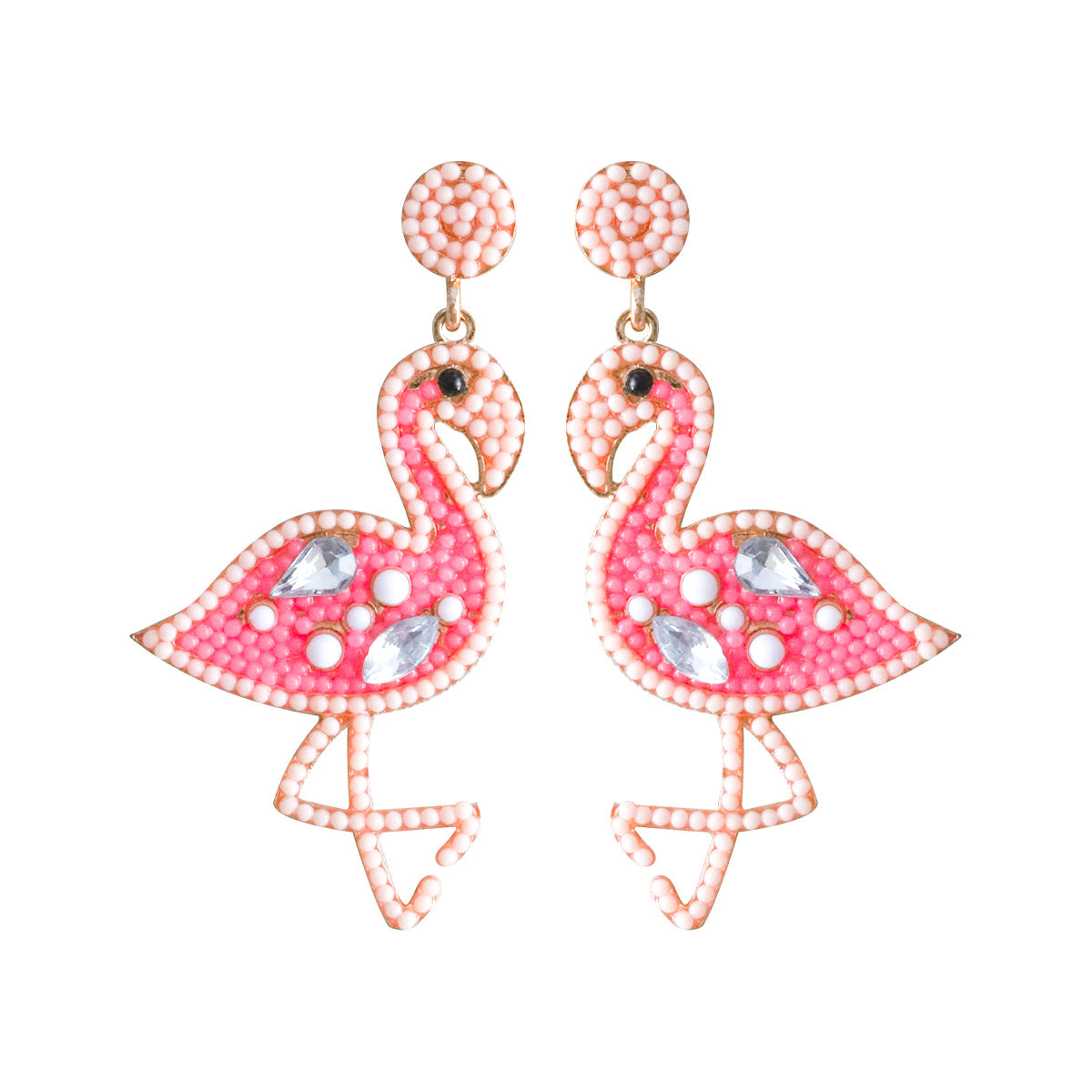 Cartoon Flamingo Creative Personalized Rice Beads Inlaid Zircon Earrings