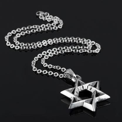 Titanium Steel Hexagram Pendant Chain Necklace