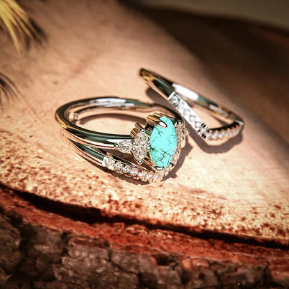 S925 Sterling Silver Turquoise Two-piece Ring