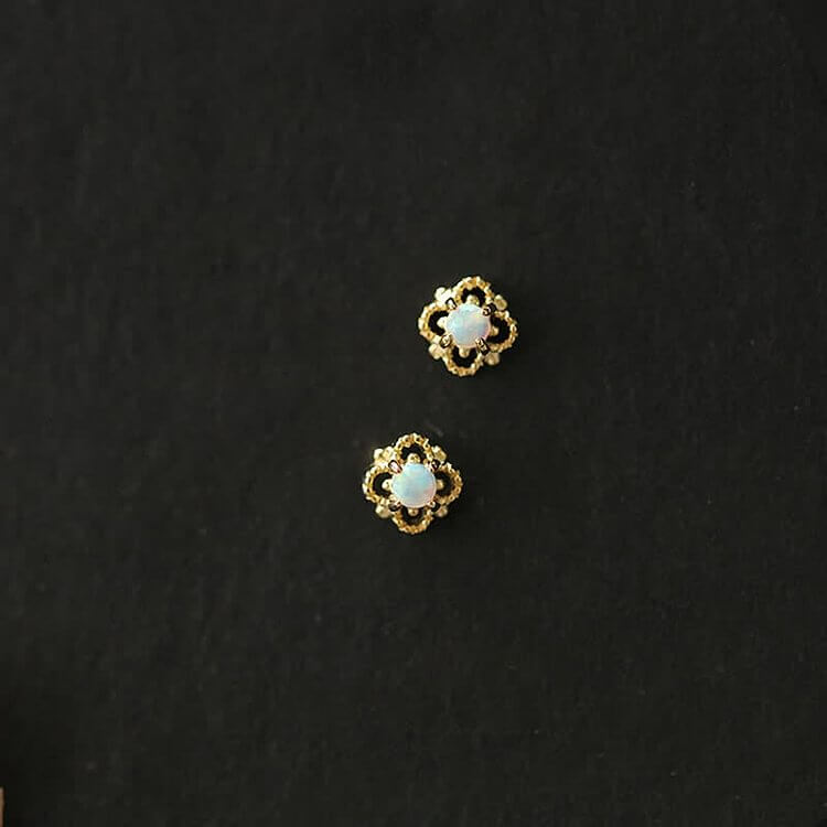 Delicate Vintage Opal Rhombic Earrings