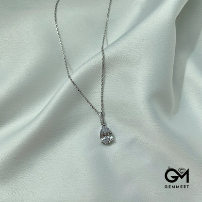 S925 Sterling Silver Claw Drop Pear Shaped Zircon Necklace