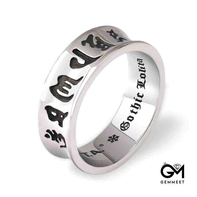 Simple Titanium Steel Retro Punk Hip Hop Buddha Ring