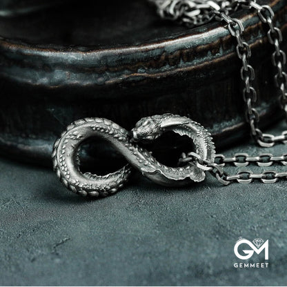 Infinity Symbol Boa Pendant Necklace