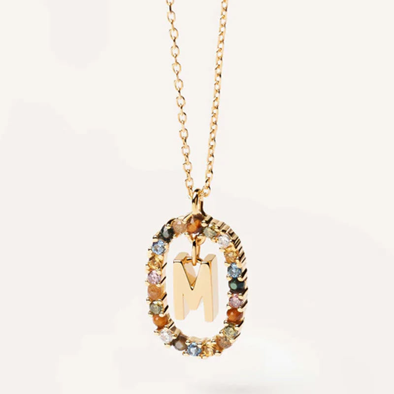 INITIAL LETTER Colourful Zircon Necklace