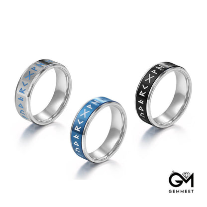 Titanium Steel Rotatable Three-color Symbol Ring