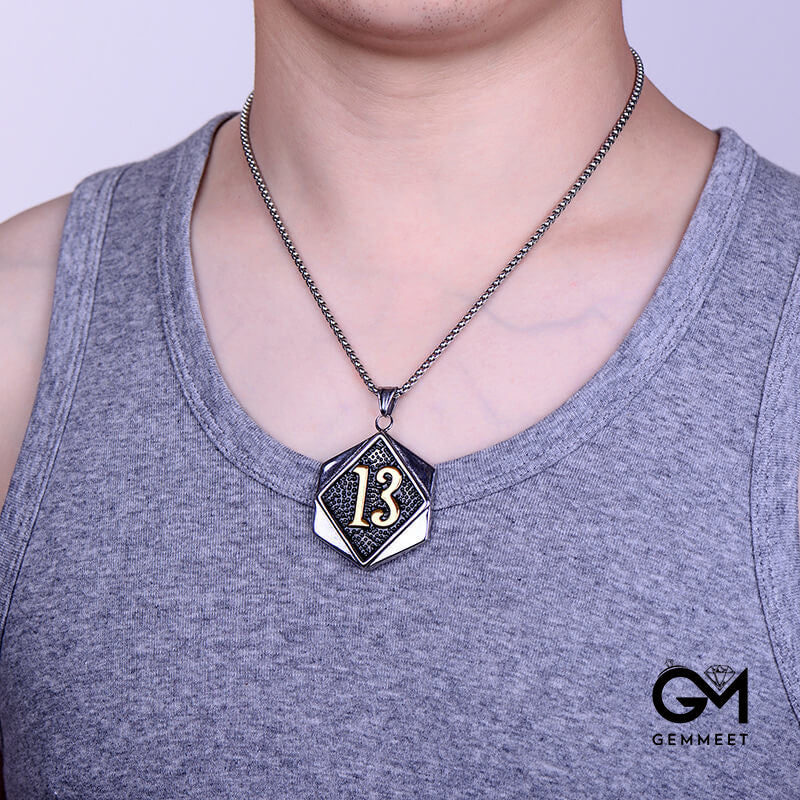 Stainless Steel Figure 13 Pendant Necklace