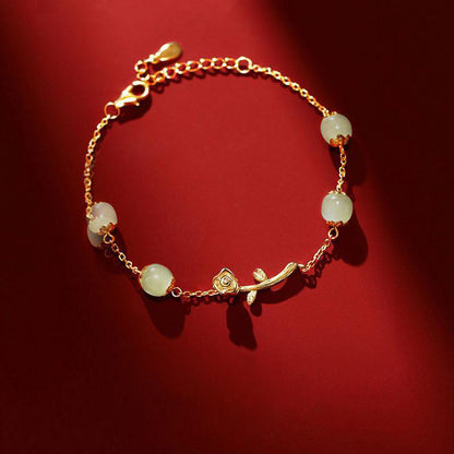 Rose Love Inlaid Jade Bracelet