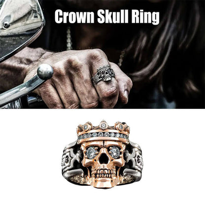 "Fear Nothing" Retro Crown Skull King Ring