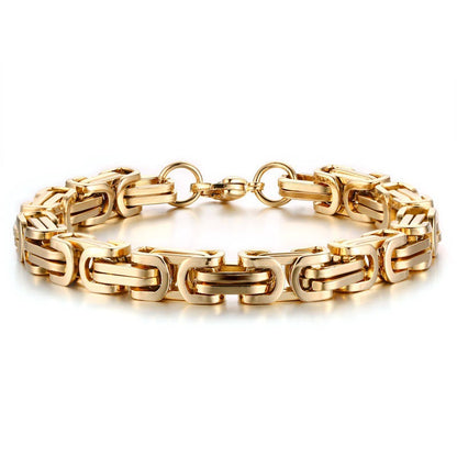 Men Stainless Steel Punk Byzantine Link Chain Bracelet