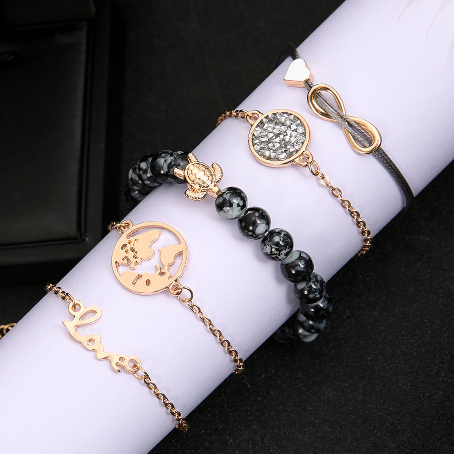 Love & Map Sea turtle 5 - Piece Bracelet Set