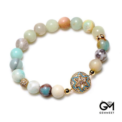 Simple Amazonite Handmade Ball Bead Bracelet