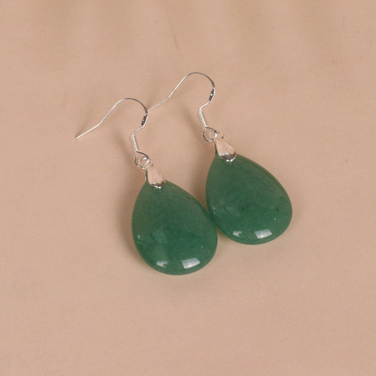 Green Dongling Water Drop Shape Blue Pendant Earrings