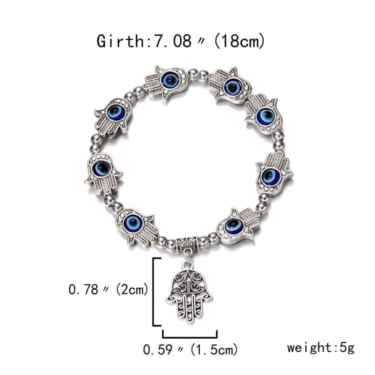 Evil Eye Hamsa Pendant Epoxy Zircon Bracelet