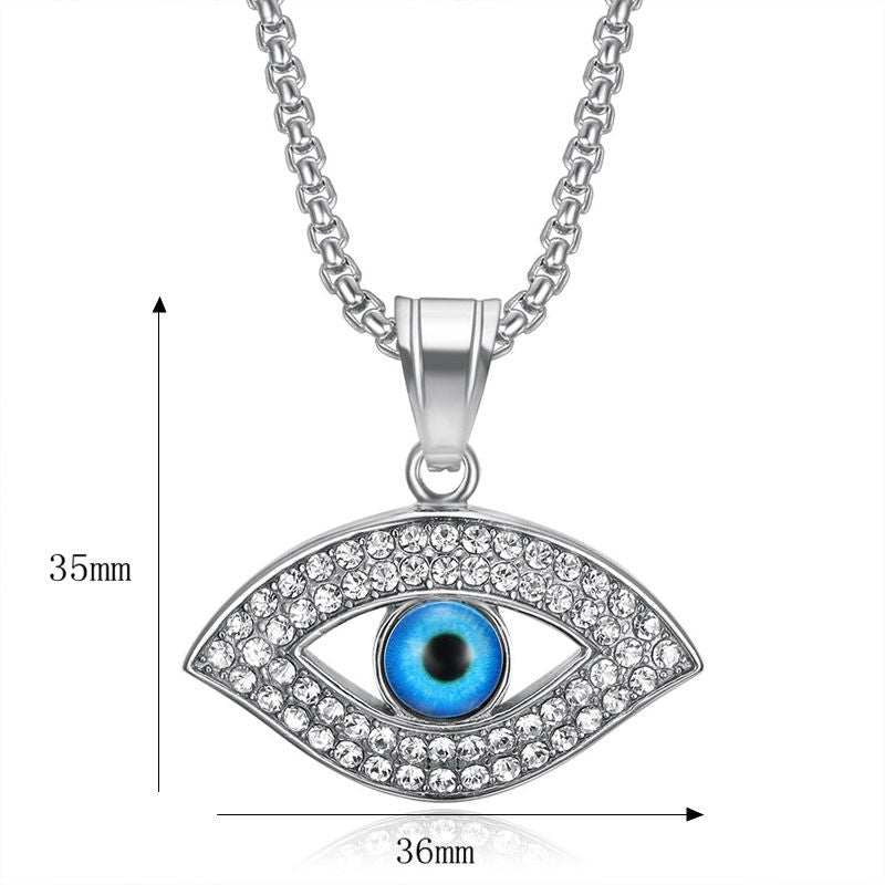 Hip Hop Jewelry Gold Plated Zirconia Blue Eyes Pendant