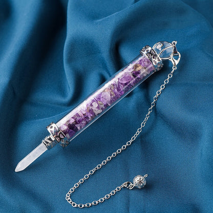 Amethyst Powder Stone Column Scepter Spirit Pendant