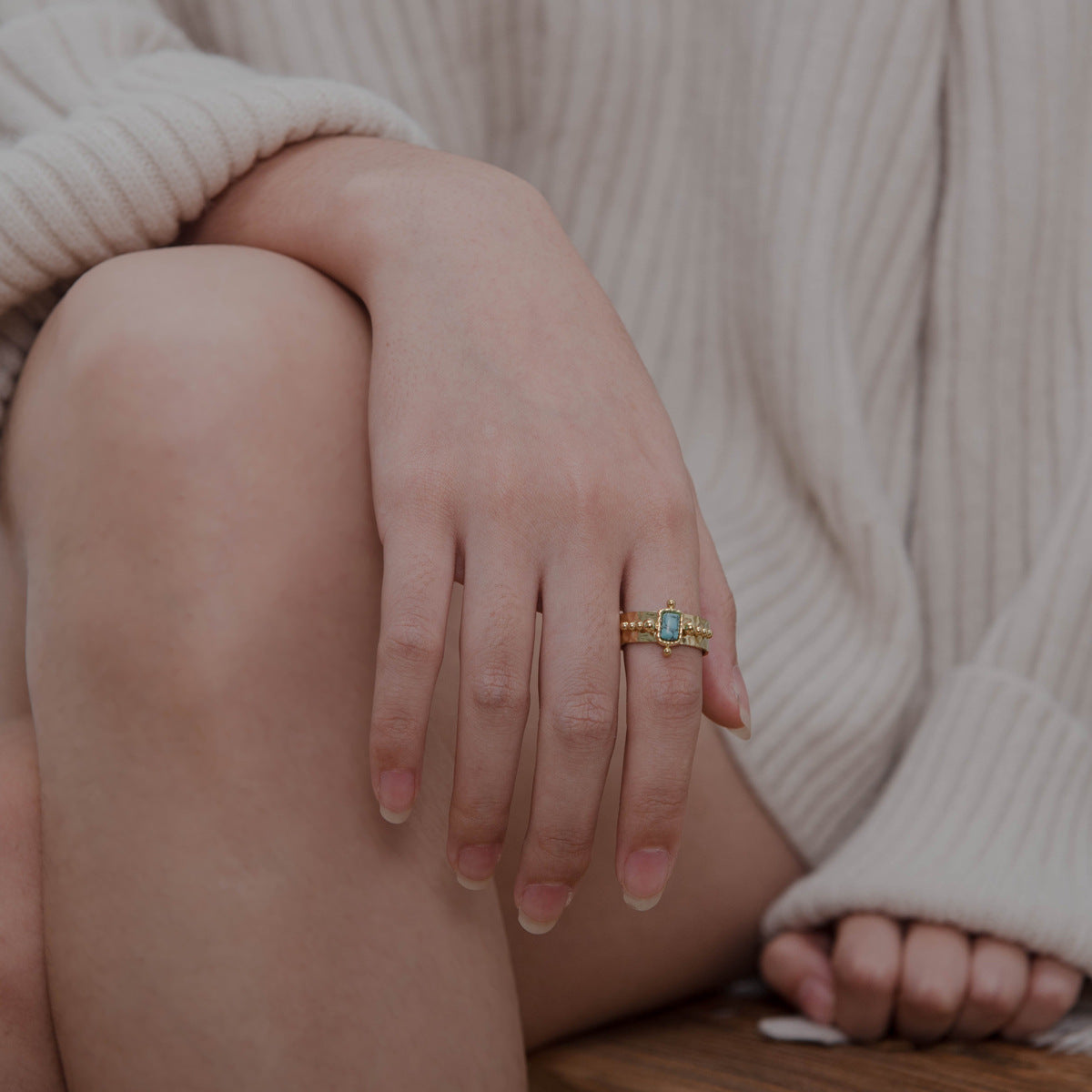 Bohemia Rectangle Turquoise Band Ring