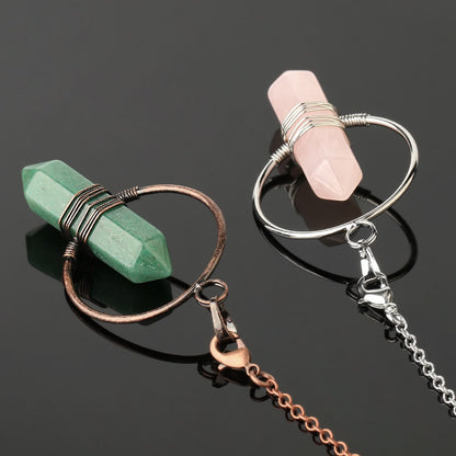 Hexagonal Prism Bullet Crystal Pendant