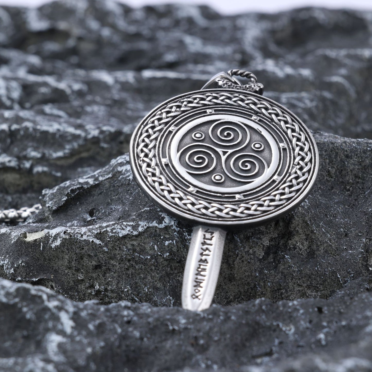 Viking Mythology Titanium Steel Shield Sword Pendant Necklace