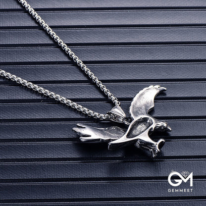 Stainless Steel Red Eagle Pendant Necklace