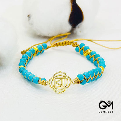 Blue Turquoise Double Braided Wrap Bracelet