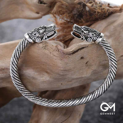 Woven Viking Vintage Wolf Head Tiger Head Bracelet