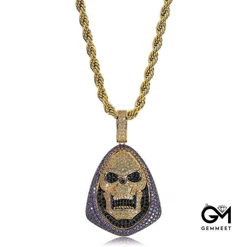 Full of Zircon Skull Pendant Necklace