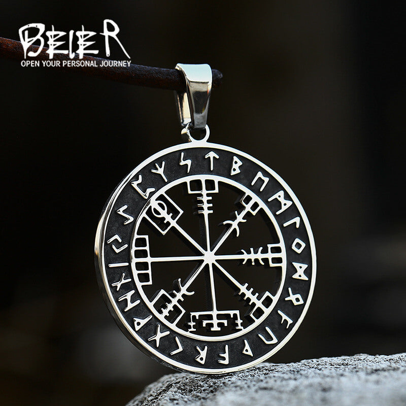 Compass Lettering Titanium Steel Pendant