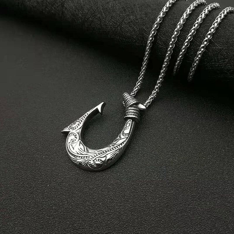 Hip Hop Jewelry Titanium Steel Gold Plated Nordic Viking Fish Hook Pendant