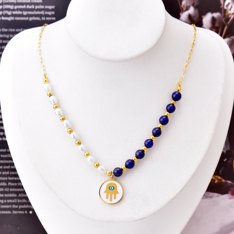 Pearl Lapis Lazuli Turquoise Necklace Bracelet Earrings Set