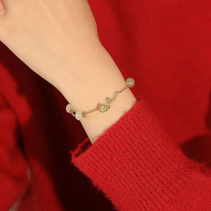 Rose Love Inlaid Jade Bracelet