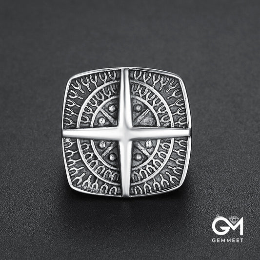 Voyager Compass Cross Viking Ring