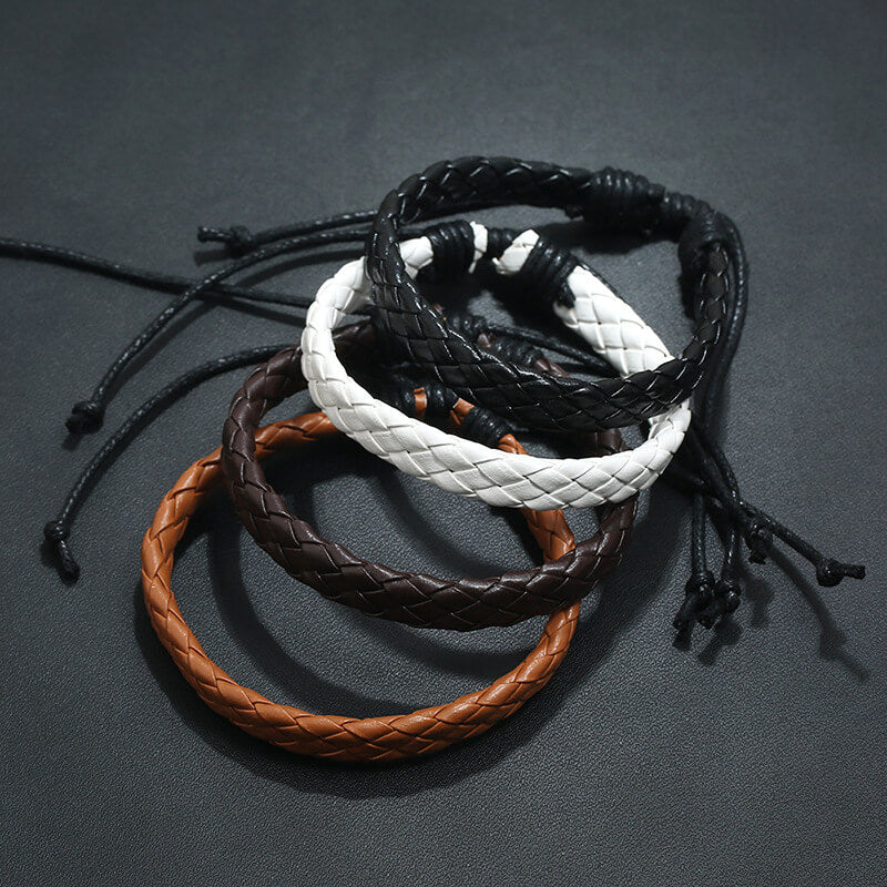 Simple Pull Adjustment Color Leather Bracelet for Men and Women