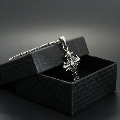 Hip Hop Retro Flower Shape Cross Pendant