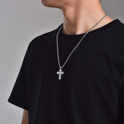 Fashion Men's Smiley Sterling Silver Cross Necklace