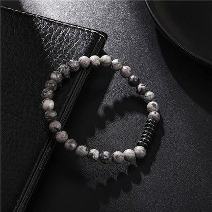 6mm Natural Stone Beads Mens Bracelet