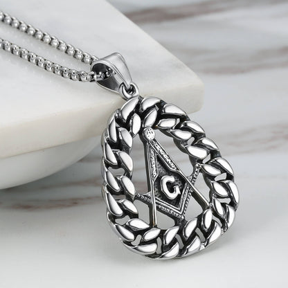 Stainless Steel Retro Masonic Pendant