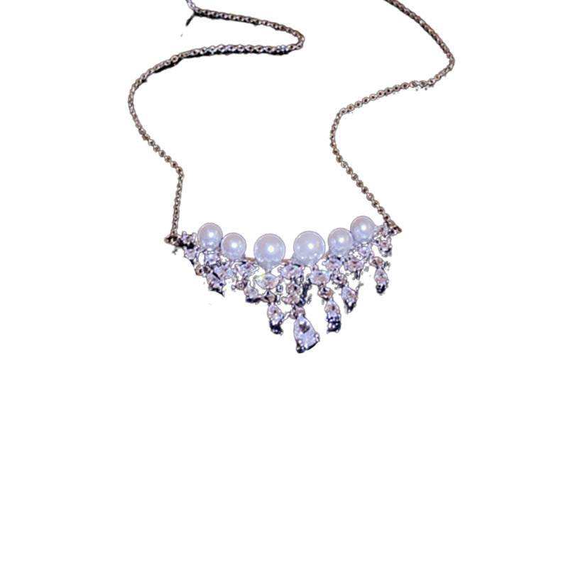 Pearl Drop Fringe Pendant Necklace