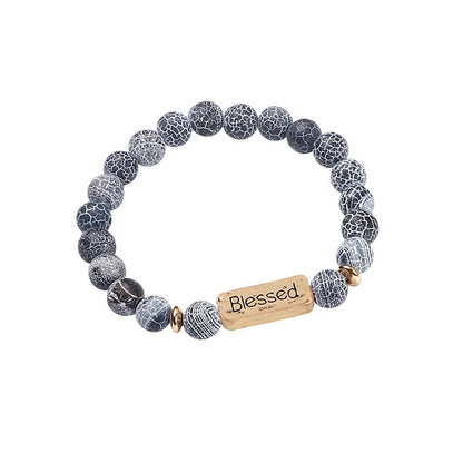 Natural Gemstone Strengthful Engraving Bracelet