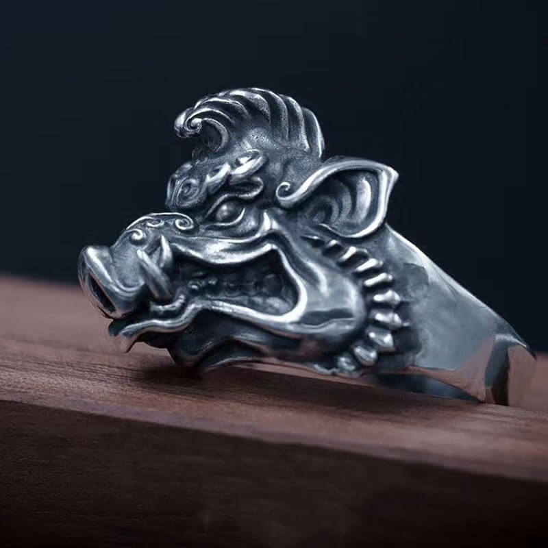 Wild Boar Personality Accessories Men Domineering Ring