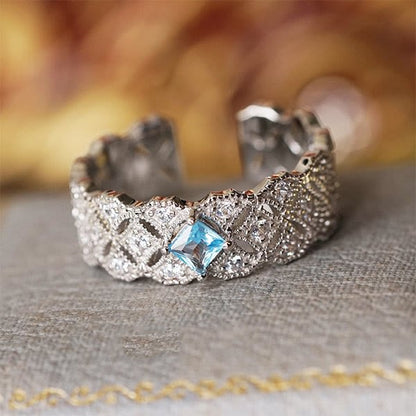 "Sea Blue" Retro Blue Topaz Ring