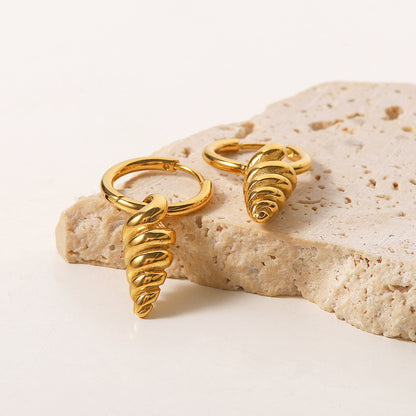 Gold Stainless Steel Screw Pendant Earrings