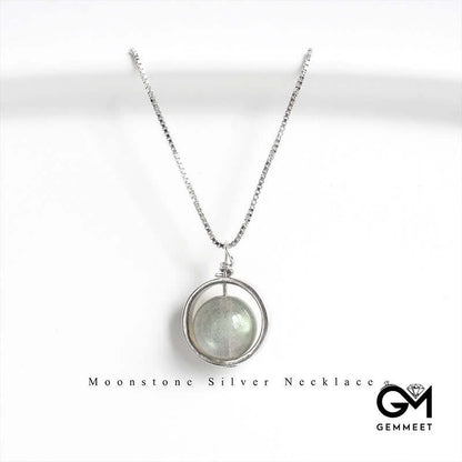 S925 Moonstone Love Planet Pendant