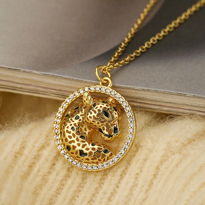 Cute Leopard Hollow Pendant Necklace