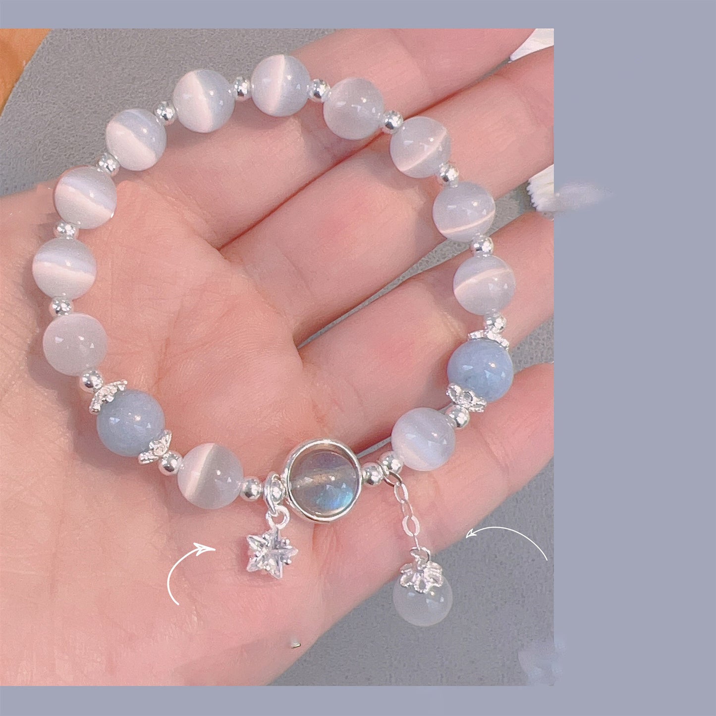 Opal Aquamarine Moonstone Crystal Bracelet