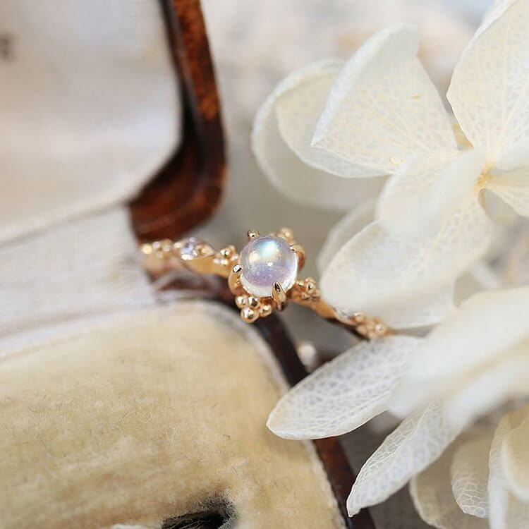 "You Are Bright Moonlight" - Dainty Moonstone Ring