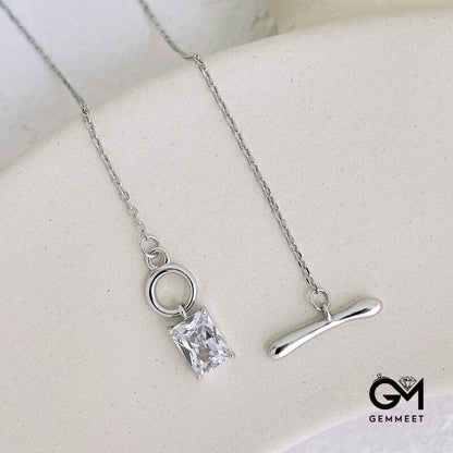 S925 Sterling Silver OT Buckle Zircon Necklace